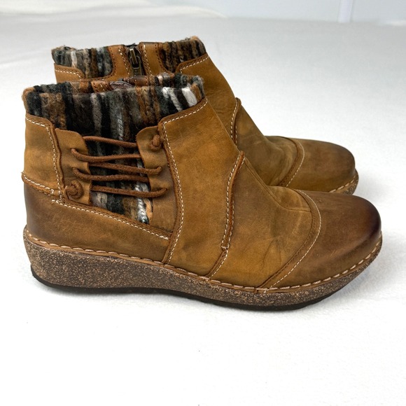 Aetrex Tessa Leather‎ Ankle Boots Womens Brown Knit Lace-Up Casual Comfort 7.5-8 - Picture 2 of 10